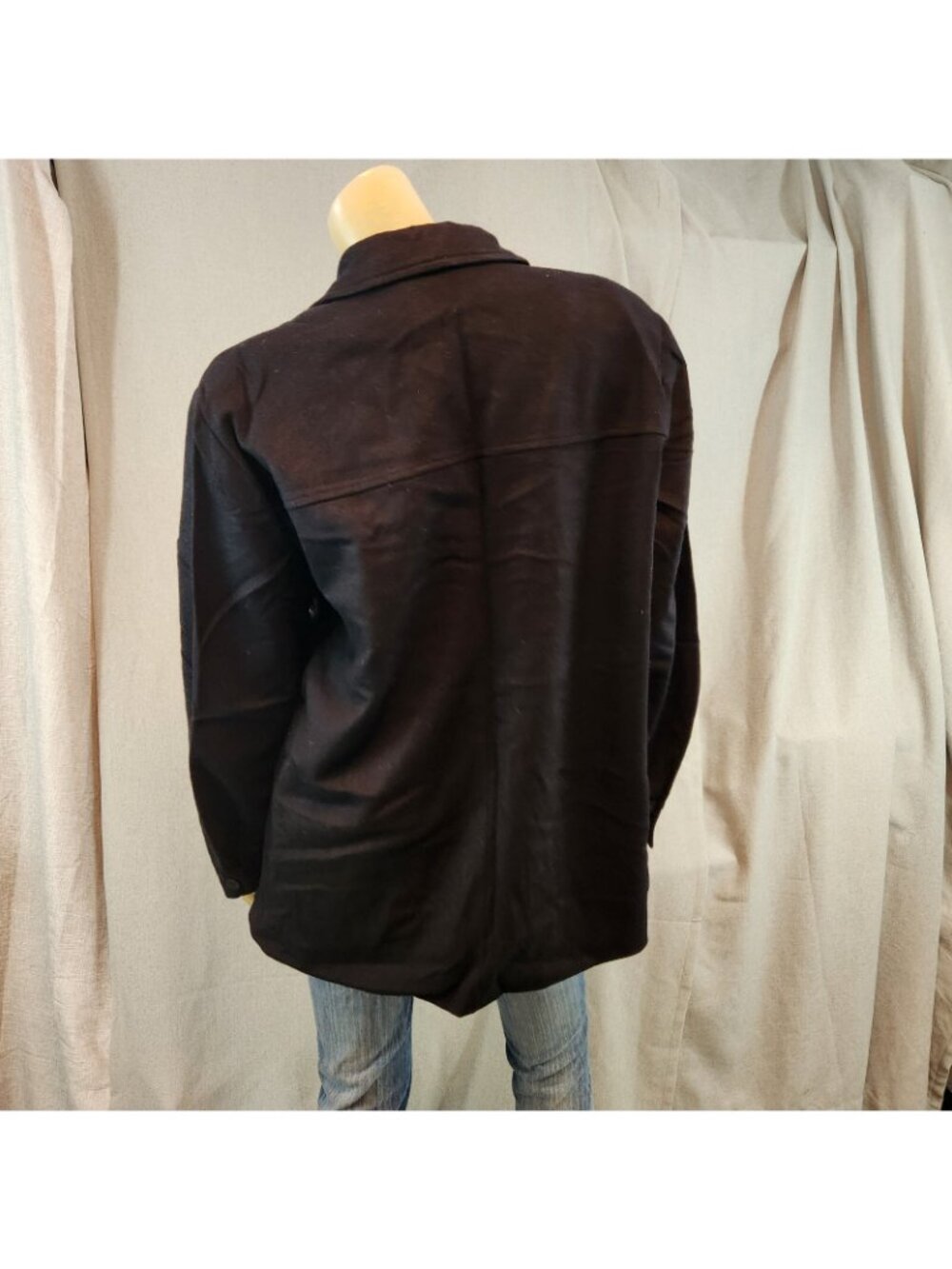 Bridgetown Coll. Black Button Down 100% Wool Shacket Jacket Size 16 XLARGE XL - Picture 3 of 5